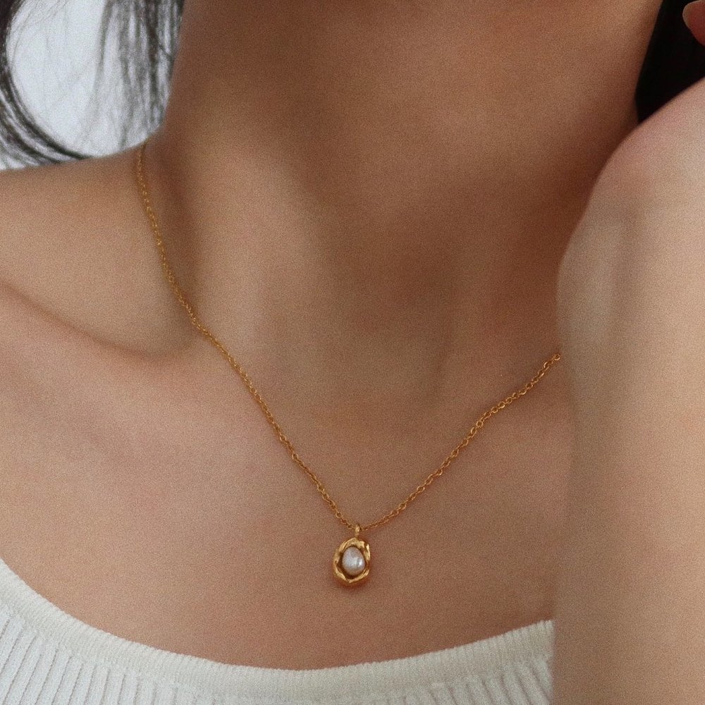 NEW 18K Gold Plated Fresh Water Pearl Necklace - Picture 5 of 9